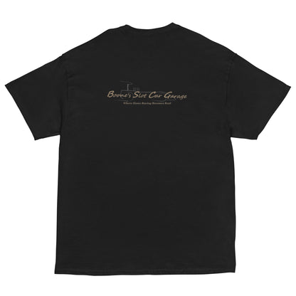 “ Boone’s Slot Car Garage “ logo tee black / white