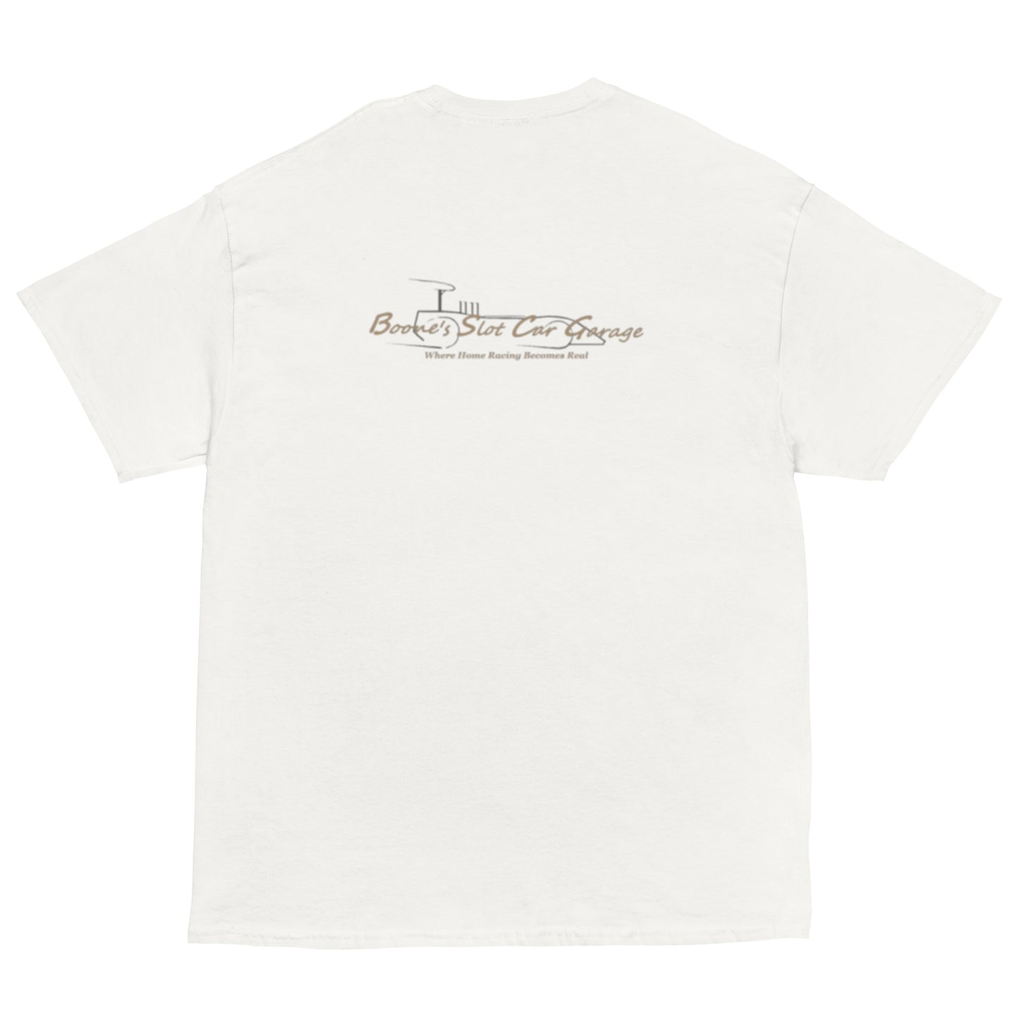 “ Boone’s Slot Car Garage “ logo tee black / white